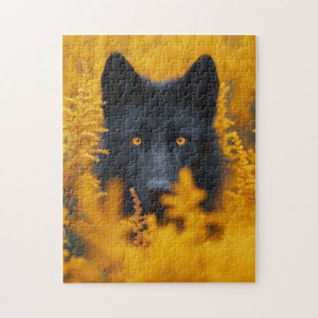 Black Wolf Dog German Shepherd Puzzle (Vertikal)