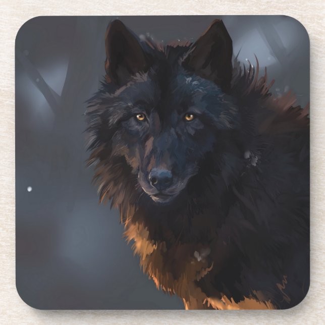 Black Wolf Getränkeuntersetzer (Vorderseite)