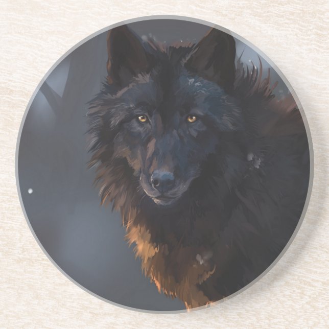 Black Wolf Getränkeuntersetzer (Vorne)