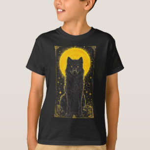 Black Wolf Golden Moon Grafik T-Shirt – Wildtiere 