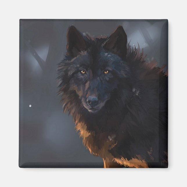 Black Wolf Magnet (Vorne)