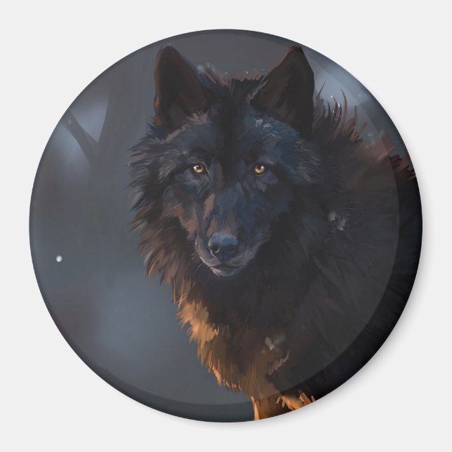 Black Wolf Magnet (Vorne)