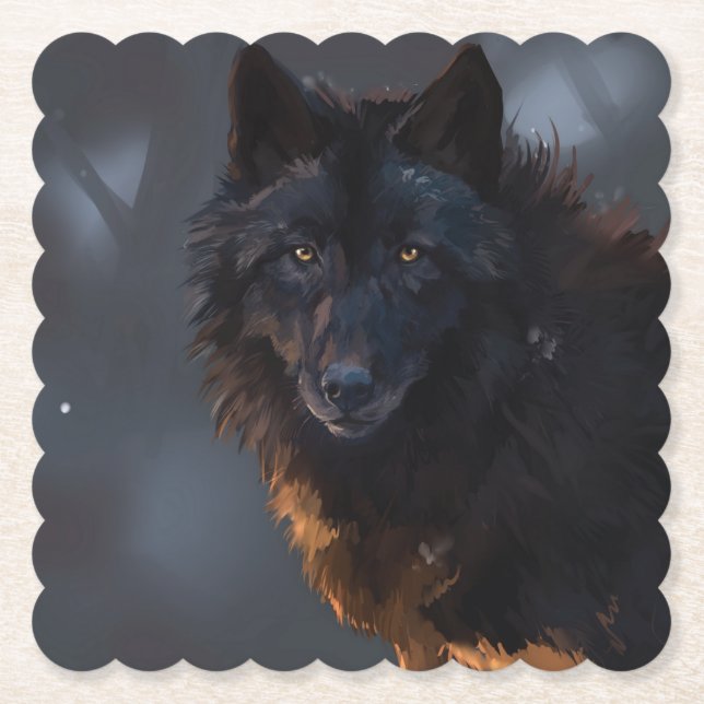 Black Wolf Untersetzer (Vorderseite)