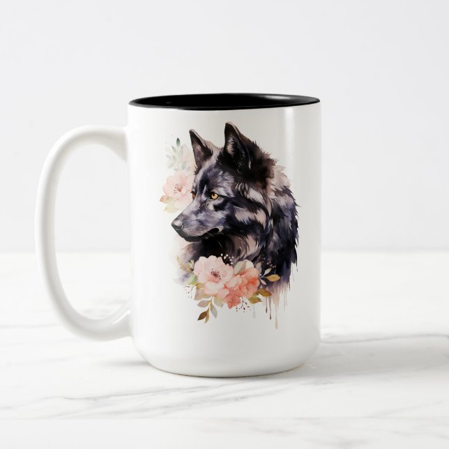 Black Wolf Zweifarbige Tasse (Links)