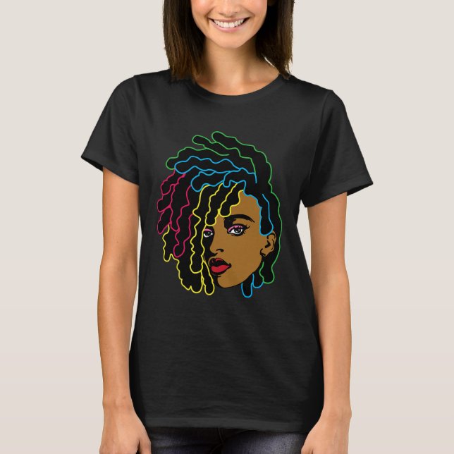 Black Woman African Afro Hair Cool Black History m T-Shirt (Vorderseite)