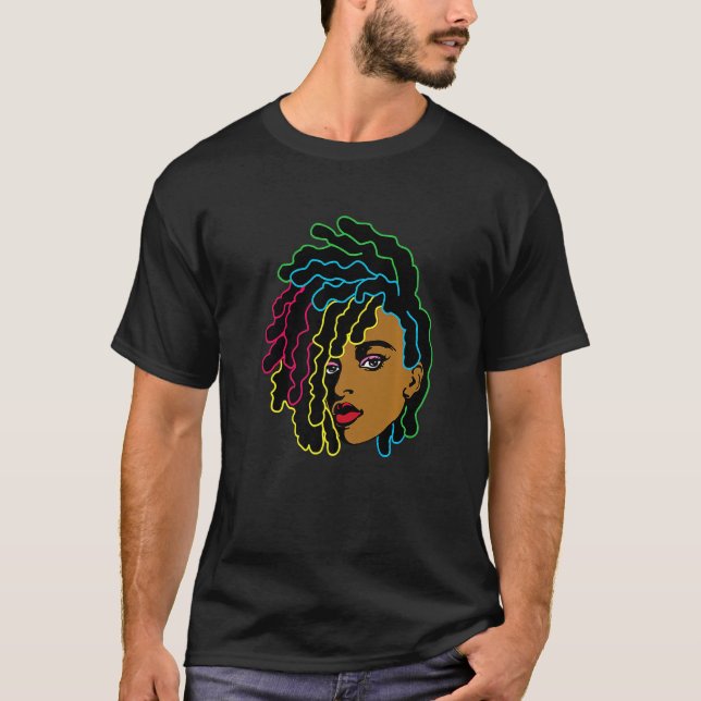 Black Woman African Afro Hair Cool Black History m T-Shirt (Vorderseite)