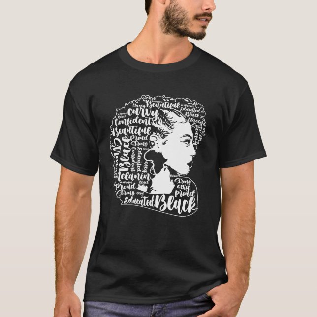 Black Woman Afro Black Pride Black History Month T-Shirt (Vorderseite)