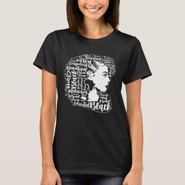 Black Woman Afro Black Pride Black History Month T-Shirt (Vorderseite)