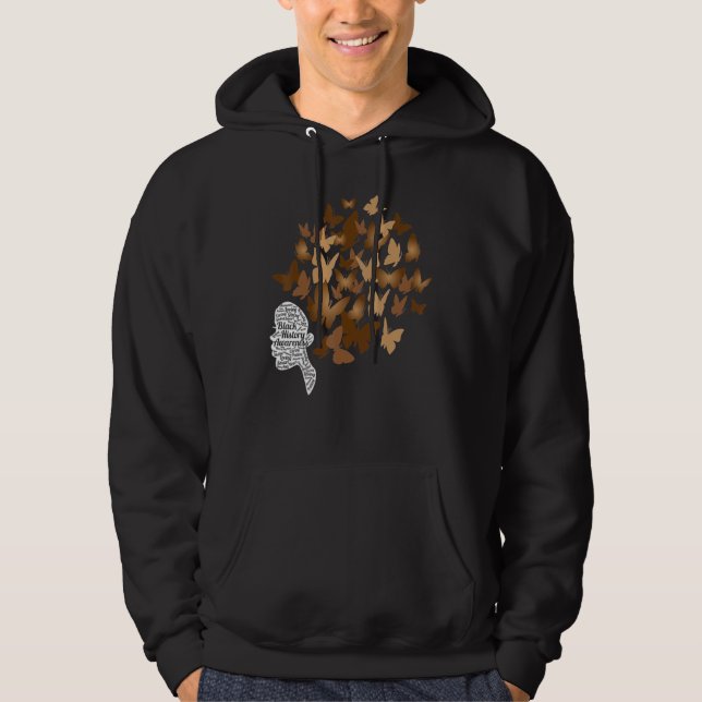 Black Woman Afro Butterfly Cool Black History Mont Hoodie (Vorderseite)