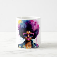 Black Woman Afro Rainbow Hair Sonnenbrille Art