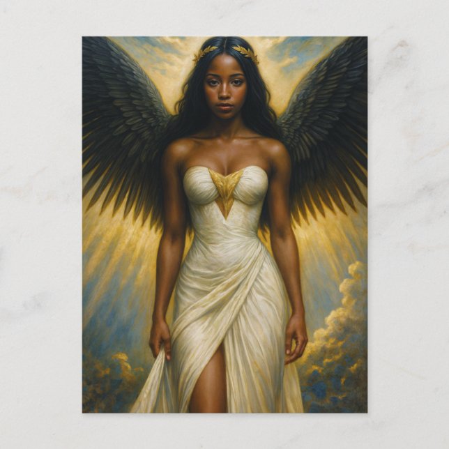 Black Woman Angel With Grecian Aesthetic Postkarte (Vorderseite)