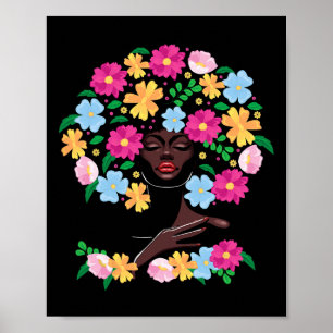 Black Woman Blume Hair Afro Girl Black History Ju Poster