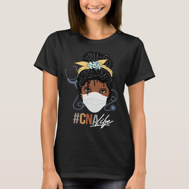 Black Woman CNA Life Emergency Nurse Assitant Firs T-Shirt (Vorderseite)