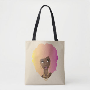 Black Woman, Colorful Yellow, Orange & Pink Hair