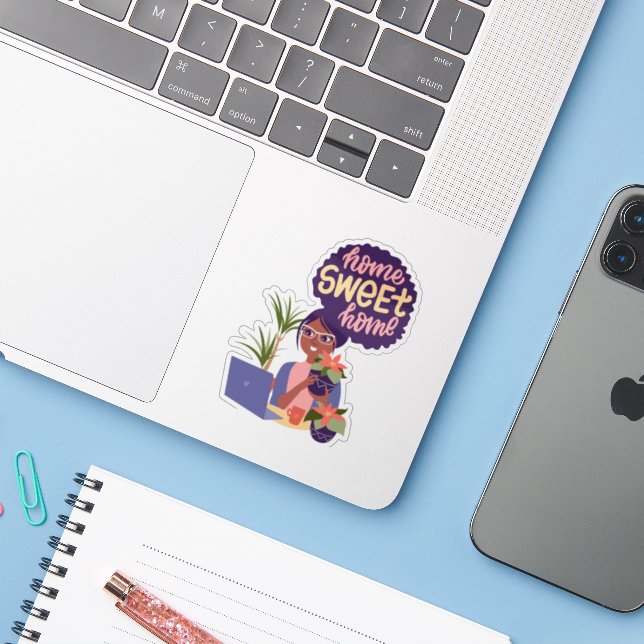 Black Woman Crazy Pflanze Lady, Zuhause Sweet Zuha Aufkleber (Laptop mit iPhone)