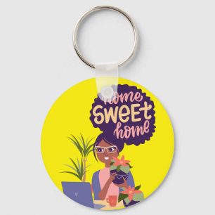 Black Woman Crazy Pflanze Lady, Zuhause Sweet Zuha Schlüsselanhänger