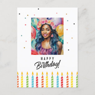 Black Woman Happy Birthday Multicolor Postkarte
