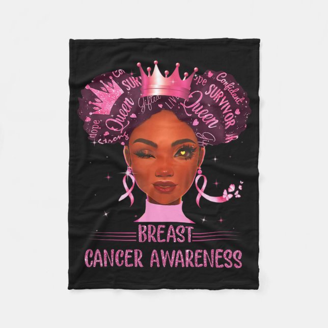 Black Woman In October We Wear Pink Breast Cancer  Fleecedecke (Vorderseite)