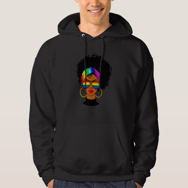 Black Woman Lgbt Pride Afro Retro Mother's Day Hoodie (Vorderseite)