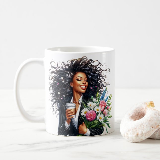 Black woman melanin sista African American women Kaffeetasse (Mit Donut)