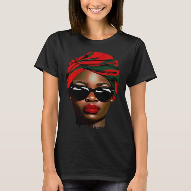 Black Woman Melanin Sunglasses Lipstick Black Hist T-Shirt (Vorderseite)
