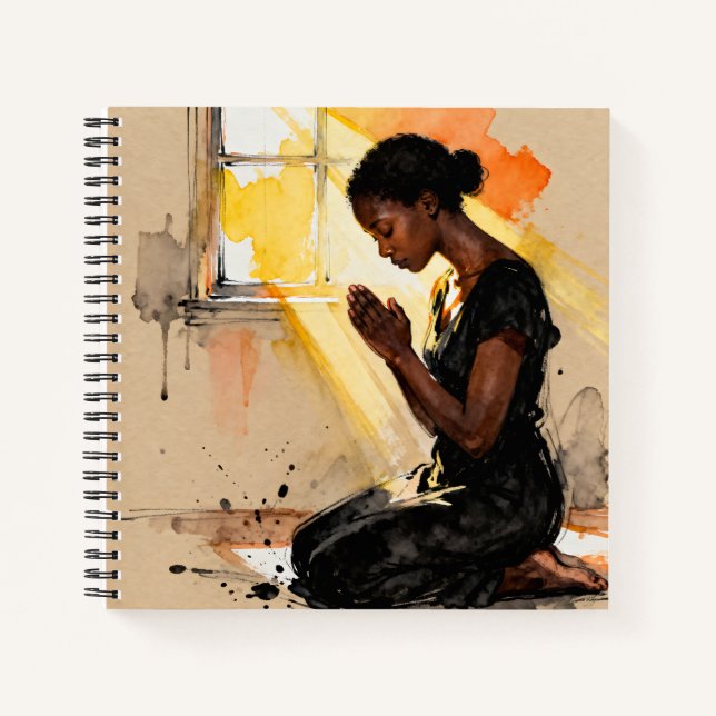 Black Woman Praying | Impasto Abstract Art Notizbuch (Vorderseite)
