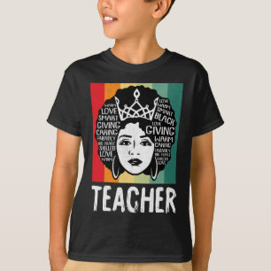 Black Woman Teacher Afro Retro Black History Month T-Shirt