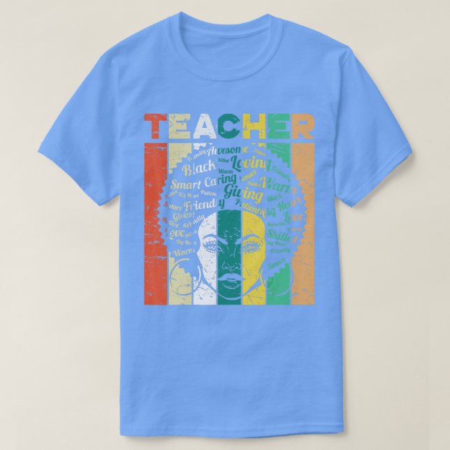 Black Woman Teacher Afro Retro Black History Month T-Shirt (Design vorne)