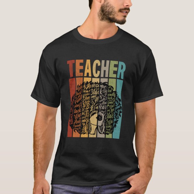 Black Woman Teacher Afro Retro Black History Month T-Shirt (Vorderseite)