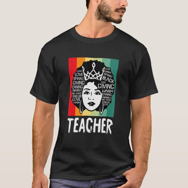Black Woman Teacher Afro Retro Black History Month T-Shirt (Vorderseite)