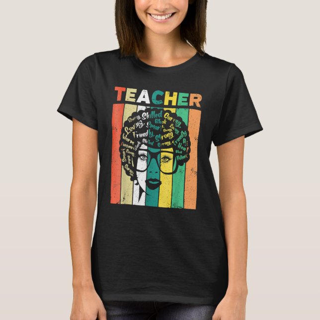 Black Woman Teacher Afro Retro Black History Month T-Shirt (Vorderseite)