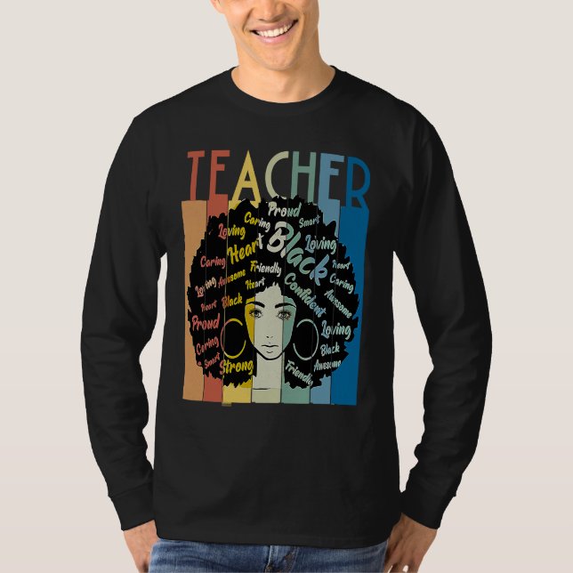 Black Woman Teacher Afro Retro Cool Black History  T-Shirt (Vorderseite)