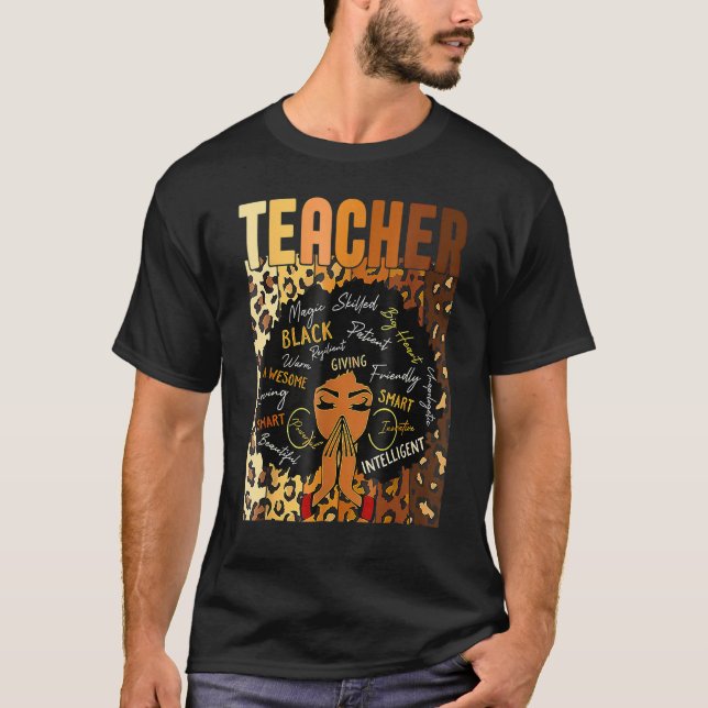 Black Woman Teacher Afro Retro Matching Black Hist T-Shirt (Vorderseite)