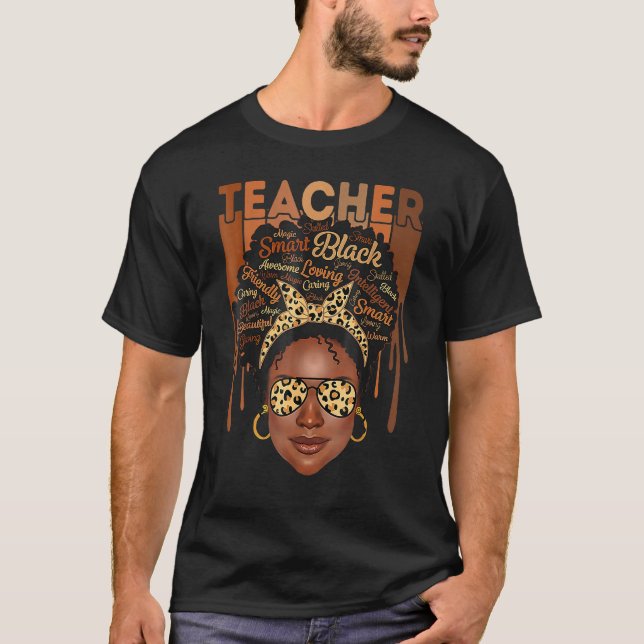 Black Woman Teacher Afro Retro Matching Black Hist T-Shirt (Vorderseite)