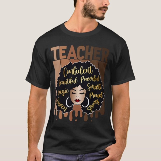 Black Woman Teacher Afro Smart African American Lo T-Shirt (Vorderseite)