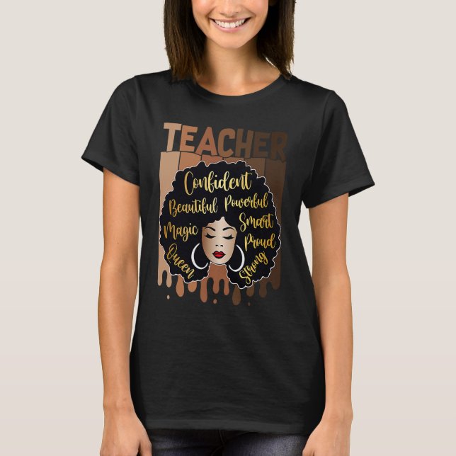 Black Woman Teacher Afro Smart African American Lo T-Shirt (Vorderseite)