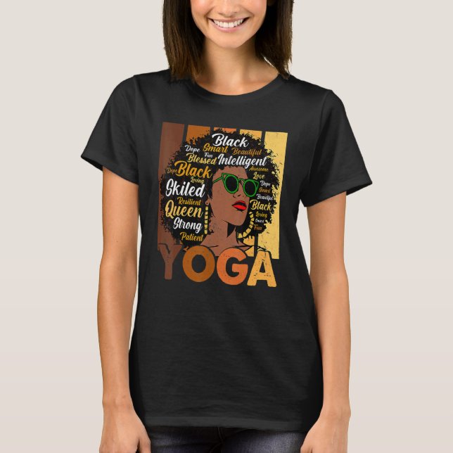 Black Woman Yoga Afro Melanin Cool Black History M T-Shirt (Vorderseite)