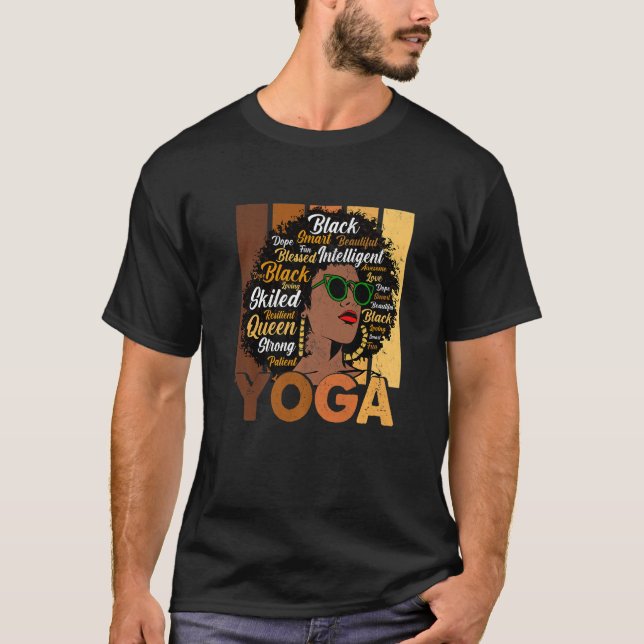 Black Woman Yoga Afro Melanin Cool Black History M T-Shirt (Vorderseite)