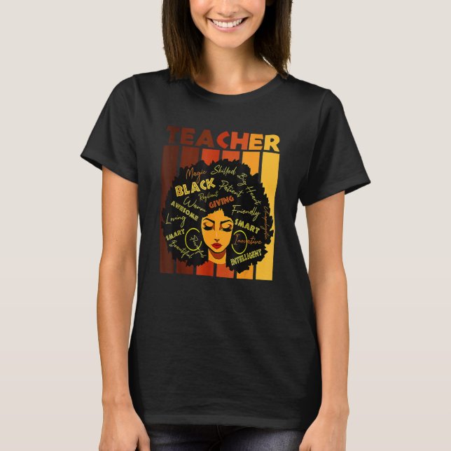 Black Women African Teacher Afro Retro Black Histo T-Shirt (Vorderseite)