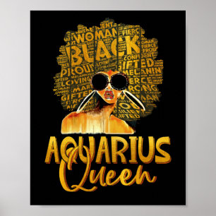 Black Women Afro Hair Art AQUARIUS Königin Februar Poster