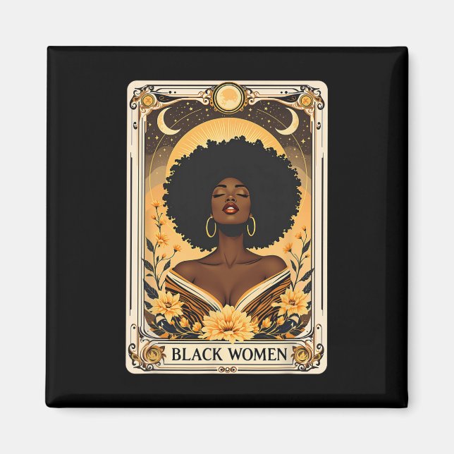 Black Women Afro Hair Black History Tarot Ca Magnet (Vorne)