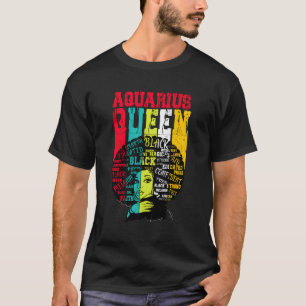 Black Women Afro Hair Geschenk Aquarius Queen Febr T-Shirt