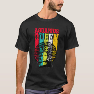 Black Women Afro Hair Geschenk Aquarius Queen Febr T-Shirt
