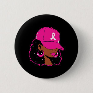 Black Women Pink Breast Cancer Awareness Warrior W Button