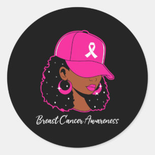 Black Women Pink Breast Cancer Awareness Warrior W Runder Aufkleber