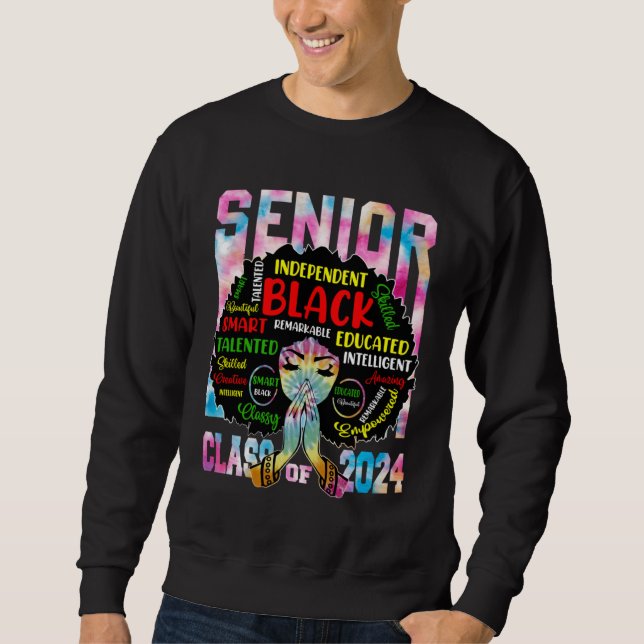 Black Women Senior Class Of 2024 Tie Dye African G Sweatshirt (Vorderseite)