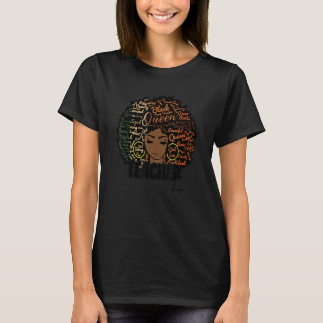 Black Women Teacher Afro Retro Black History Month T-Shirt (Vorderseite)
