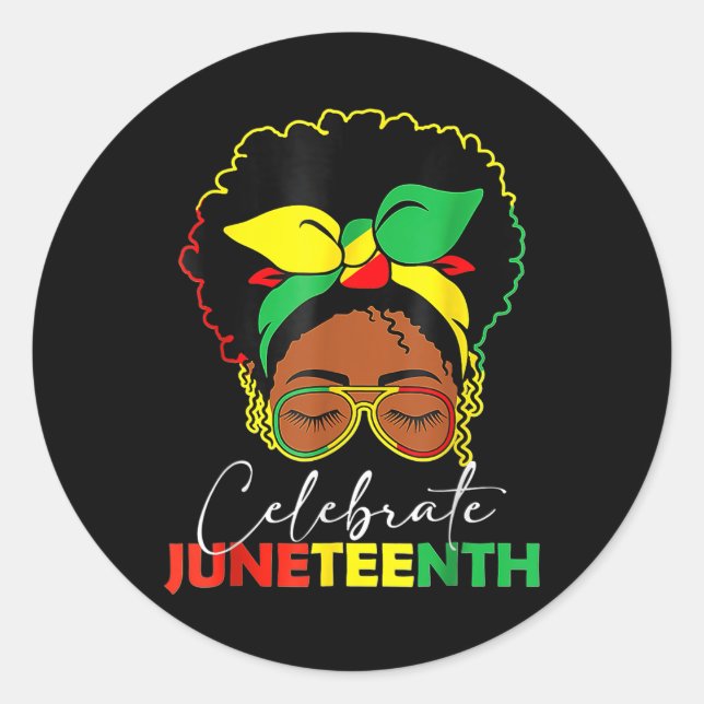 Black Womens Juneteenth Celebrate Runder Aufkleber (Vorderseite)