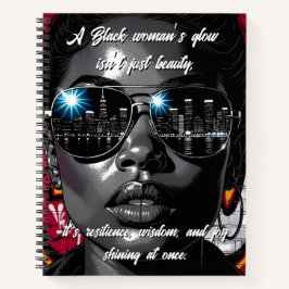 Black Women's Quote | City Skyline in Sunglasses Notizbuch