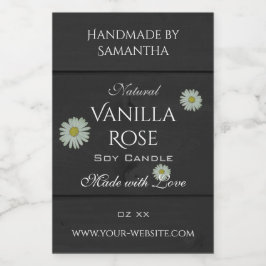 Black Wood Grain Product Packaging Labels Daisies Lebensmitteletikett